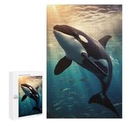 Jigsaw Puzzle 1000 PCS for Adults Orca Whale Sunset Dive Puzzle for Adults Toy Wall Decor Perfect Decoration Stress Reduction Gifts 1000 PCS