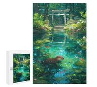Jigsaw Puzzle 1000 PCS for Adults Otter in Japanese Garden Pond Jigsaws for Adults DIY Toys But Fun And Humorous for Birthday, Chrismas 1000 PCS