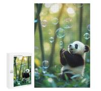 Jigsaw Puzzle 1000 PCS for Adults Panda Playing with Bubbles Adult Jigsaw Brain Teaser Game Birthday Present Help The Brain Exercise 1000 PCS