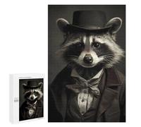 Jigsaw Puzzle 1000 PCS for Adults Raccoon in Top Hat Portrait Adult Jigsaw Brain Teaser Game Birthday Present Help The Brain Exercise 1000 PCS