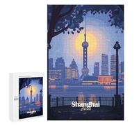 Jigsaw Puzzle 1000 PCS for Adults Shanghai Skyline Jigsaw for Adults Hands-on Game Wall Decoration Help The Brain Exercise 1000 PCS