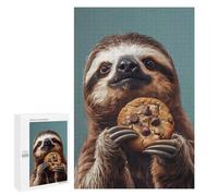 Jigsaw Puzzle 1000 PCS for Adults Sloth Eating Cookie Jigsaw for Adults Hands-on Game Wall Decoration Help The Brain Exercise 1000 PCS