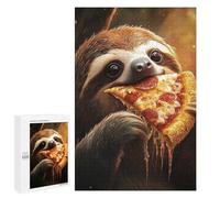 Jigsaw Puzzle 1000 PCS for Adults Sloth Eating Pepperoni Salami Pizza Puzzle for Adults Toy Wall Decor Perfect Decoration Stress Reduction Gifts 1000 PCS