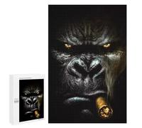 Jigsaw Puzzle 1000 PCS for Adults Smoking Gorilla Adult Jigsaw Brain Teaser Game Birthday Present Help The Brain Exercise 1000 PCS