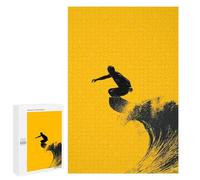 Jigsaw Puzzle 1000 PCS for Adults Surfer Silhouette - Bold Wave on Yellow Puzzle for Adults Toy Wall Decor Perfect Decoration Stress Reduction Gifts 1000 PCS