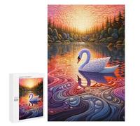 Jigsaw Puzzle 1000 PCS for Adults Swan Sunset Reflections Jigsaw Puzzle Family Game Difficult Hard Deal As Gifts for The Whole Family 1000 PCS