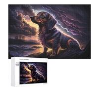 Jigsaw Puzzle 1000 PCS for Adults Thunderstorm Dog Painting -2 Puzzles for Adults Relaxing Games Presents for Women for Birthday, Chrismas 1000 PCS