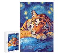 Jigsaw Puzzle 1000 PCS for Adults Tiger Sleeping Under Starry Night Jigsaw for Adults Hands-on Game Wall Decoration Help The Brain Exercise 1000 PCS