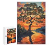 Jigsaw Puzzle 1000 PCS for Adults Tree by Sunset in Autumn Adult Jigsaw Brain Teaser Game Birthday Present Help The Brain Exercise 1000 PCS
