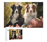Jigsaw Puzzle 1000 PCS for Adults Two Dogs in A Garden of Flowers Jigsaw Puzzle Family Game Difficult Hard Deal As Gifts for The Whole Family 1000 PCS