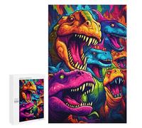 Jigsaw Puzzle 1000 PCS for Adults Vibrant Dinosaur Collage Jigsaw Puzzle Family Game Difficult Hard Deal As Gifts for The Whole Family 1000 PCS