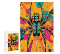 Jigsaw Puzzle 1000 PCS for Adults Vibrant Spider Illustration Arachnids in A Bold Pop Art Style Colorful Spider Art Adult Jigsaw Brain Teaser Game Birthday Present Help The Brain Exercise 1000 PCS