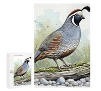 Jigsaw Puzzle 1000 PCS for Adults Watercolor California Quail Illustration Puzzle for Adults Toy Wall Decor Perfect Decoration Stress Reduction Gifts 1000 PCS