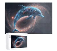 Jigsaw Puzzle 1000 PCS for Adults Whimsical Dolphin in Cosmic Light Jigsaw Puzzle Family Game Difficult Hard Deal As Gifts for The Whole Family 1000 PCS
