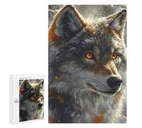Jigsaw Puzzle 1000 PCS for Adults Wolf with Fiery Eyes Adult Jigsaw Brain Teaser Game Birthday Present Help The Brain Exercise 1000 PCS