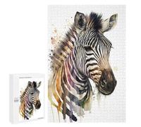 Jigsaw Puzzle 1000 PCS for Adults Zebra in Watercolor Jigsaw for Adults Hands-on Game Wall Decoration Help The Brain Exercise 1000 PCS