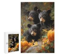 Jigsaw Puzzle 1000 PCS for Teenagers Autumn Bear Cubs with Pumpkins Adult Jigsaw Puzzles Improve Memory Difficult And Challenge Christmas Birthday Gifts 1000 PCS