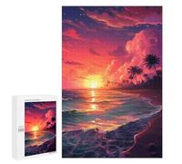 Jigsaw Puzzle 1000 PCS for Teenagers Beach Sunset Palm Trees Jigsaws for Adults Puzzle Improve Memory Educational Challenge Unique Birthday And Gifts 1000 PCS