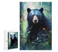 Jigsaw Puzzle 1000 PCS for Teenagers Black Bear in Forest Jigsaws for Adults Puzzle Improve Memory Educational Challenge Unique Birthday And Gifts 1000 PCS