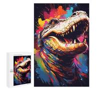 Jigsaw Puzzle 1000 PCS for Teenagers Colorful Crocodile Art Print Jigsaws for Adults Puzzle Improve Memory Educational Challenge Unique Birthday And Gifts 1000 PCS