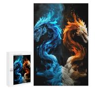 Jigsaw Puzzle 1000 PCS for Teenagers Fire Vs. Ice Dragons Artwork -1 Jigsaws for Adults Puzzle Improve Memory Educational Challenge Unique Birthday And Gifts 1000 PCS