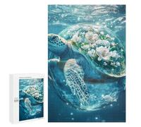 Jigsaw Puzzle 1000 PCS for Teenagers Oceanic Serenity Turtle with Flowers Jigsaws for Adults Puzzle Improve Memory Educational Challenge Unique Birthday And Gifts 1000 PCS