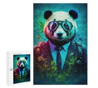 Jigsaw Puzzle 1000 PCS for Teenagers Panda in Suit with Backpack Jigsaws for Adults Puzzle Improve Memory Educational Challenge Unique Birthday And Gifts 1000 PCS