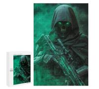 Jigsaw Puzzle 1000 PCS for Teenagers Stealth Assassin with Green Glowing Eyes Jigsaws for Adults Puzzle Improve Memory Educational Challenge Unique Birthday And Gifts 1000 PCS