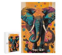 Jigsaw Puzzle 1000 PCS for Teenagerss Abstract Elephant Art Vibrant Elephant Pop Art Bold And Striking Wildlife Design Teenagers Puzzles DIY Toys Wall Decoration Help The Brain Exercise 1000 PCS
