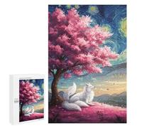 Jigsaw Puzzle 1000 PCS for Teenagerss Fox Under Cherry Blossom Tree Painting Teenagers Puzzles DIY Toys Wall Decoration Help The Brain Exercise 1000 PCS