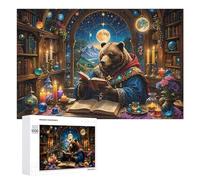 Jigsaw Puzzle 1000 PCS for Teenagerss Magical Bear Scholar in Enchanted Library Jigsaws for Adults Family Games Hand Speed Race for Birthday, Chrismas 1000 PCS