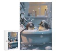 Jigsaw Puzzle 1000 PCS for Teenagerss Penguins Bath Washing Cute Puzzle for Adults Relaxing Games Perfect Decoration Deal As Gifts for The Whole Family 1000 PCS