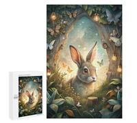 Jigsaw Puzzle 1000 PCS for Teenagerss Rabbit in Enchanted Forest with Butterflies Puzzles for Adults Family Game Home Decoration for Birthday, Chrismas 1000 PCS