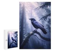 Jigsaw Puzzle 1000 PCS for Teenagerss Raven Crow in Misty Forest Puzzle for Adults Relaxing Games Perfect Decoration Deal As Gifts for The Whole Family 1000 PCS