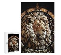 Jigsaw Puzzle 1000 PCS for Teenagerss Stained Glass Lion Art 2 Puzzles for Adults Family Game Home Decoration for Birthday, Chrismas 1000 PCS