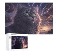 Jigsaw Puzzle 1000 PCS for Teenagerss Thunderstorm Cat Majesty -2 Puzzle for Adults Relaxing Games Perfect Decoration Deal As Gifts for The Whole Family 1000 PCS