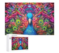 Jigsaw Puzzle 1000 PCS for Teenagerss Vibrant Peacock in Abstract Artwork Jigsaws for Adults Family Games Hand Speed Race for Birthday, Chrismas 1000 PCS