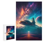 Jigsaw Puzzle 1000 PCS Galactic Odyssey Spaceship in Nebula Jigsaws for Adults Anti-Stress Toys Staycation Kill Time Help The Brain Exercise 1000 PCS