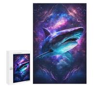 Jigsaw Puzzle 1000 PCS Galactic Shark Art Print-2 Puzzles for Teenagerss Stress Reliever Educational Challenge Unique Birthday And Gifts 1000 PCS