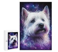 Jigsaw Puzzle 1000 PCS Galaxy Pup Celestial Westie Art Print Puzzles for Teenagerss Stress Reliever Educational Challenge Unique Birthday And Gifts 1000 PCS