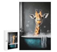 Jigsaw Puzzle 1000 PCS Giraffe in Bathtub with Bubbles Jigsaw Puzzles for Teenagerss Hand Speed Race Fun Activities at Home Challenging Game And Family Play 1000 PCS