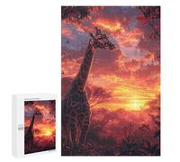 Jigsaw Puzzle 1000 PCS Giraffe Savanna Sunset Jigsaws for Adults Puzzle Birthday Present Difficult And Challenge Challenging Game Gifts 1000 PCS