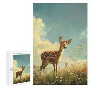 Jigsaw Puzzle 1000 PCS Golden Meadow Fawn Jigsaws for Adults Toy Wall Decor Difficult Hard Unique Gifts for Birthday And Christmas 1000 PCS