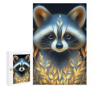 Jigsaw Puzzle 1000 PCS Golden Raccoon Portrait Jigsaws for Adults Puzzle Birthday Present Difficult And Challenge Challenging Game Gifts 1000 PCS