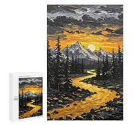 Jigsaw Puzzle 1000 PCS Golden River Mountain Sunset Painting Jigsaws for Adults Toy Wall Decor Pattern Assembly Deal As Gifts for The Whole Family 1000 PCS
