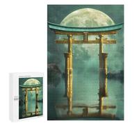 Jigsaw Puzzle 1000 PCS Golden Torii Gate Under Moon Jigsaws for Adults Toy Wall Decor Pattern Assembly Deal As Gifts for The Whole Family 1000 PCS