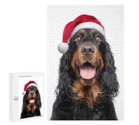 Jigsaw Puzzle 1000 PCS Gordon Setter Dog with Santa Hat Adult Puzzles Toy Wall Decor Birthday Present Deal As Gifts for The Whole Family 1000 PCS