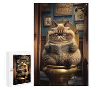 Jigsaw Puzzle 1000 PCS Grumpy Cat Reading in Toilet Adult Jigsaw Puzzles Enhance Memory Parent-child Interaction Brainteaser Family Games 1000 PCS