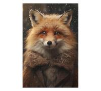 Jigsaw Puzzle 1000 PCS Happy Winter Smiling Fox Jigsaw for Adults Toy Wall Decor Staycation Kill Time Unique Birthday And Gifts 1000 PCS