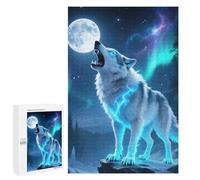 Jigsaw Puzzle 1000 PCS Howling Wolf Moonlight Jigsaws for Adults Toy Wall Decor Pattern Assembly Deal As Gifts for The Whole Family 1000 PCS
